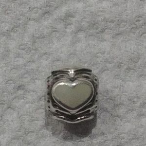 Authentic Pandora Olive green enamel heart